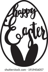Decorative Easter egg with bunny's ears. Silhouette on white background