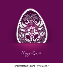 decorative easter egg label with cyclamen background