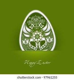 decorative easter egg label with green background