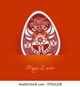 decorative easter egg label with orange background