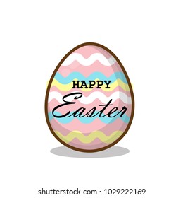 Decorative Easter egg with lettering Happy Easter isolated on white background, illustration.