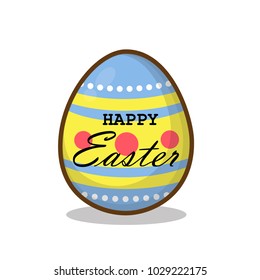 Decorative Easter egg with lettering Happy Easter isolated on white background, illustration.