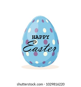 Decorative Easter egg with lettering Happy Easter isolated on white background, illustration.