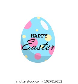 Decorative Easter egg with lettering Happy Easter isolated on white background, illustration.