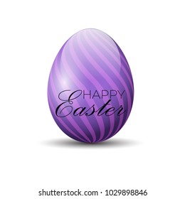 Decorative Easter egg with lettering Happy Easter isolated on white background, illustration.