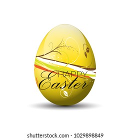 Decorative Easter egg with lettering Happy Easter isolated on white background, illustration.