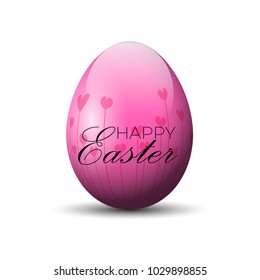 Decorative Easter egg with lettering Happy Easter isolated on white background, illustration.