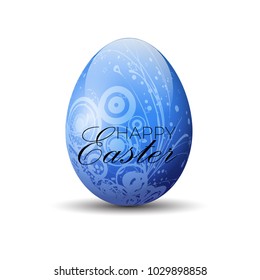 Decorative Easter egg with lettering Happy Easter isolated on white background, illustration.