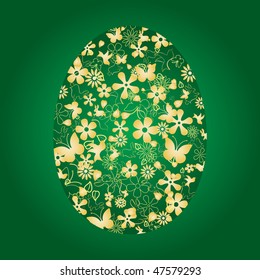 Decorative easter egg on green background, vector illustration