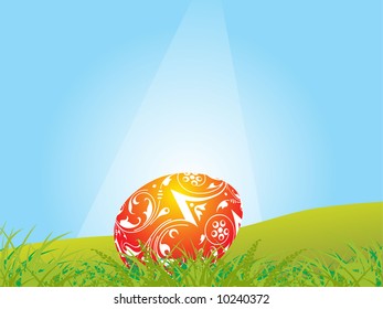 decorative easter egg at outdoor vector illustration