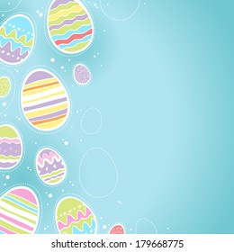 Decorative Easter eggs background - blue color. Good for postcard design.