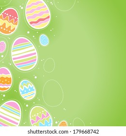 Decorative Easter eggs background - green color. Good for postcard design.