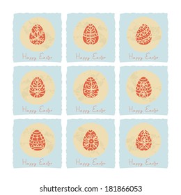 Decorative Easter eggs cards or labels set