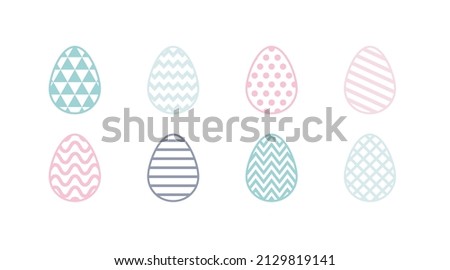 Decorative Easter eggs. Collection of icons. Vector
