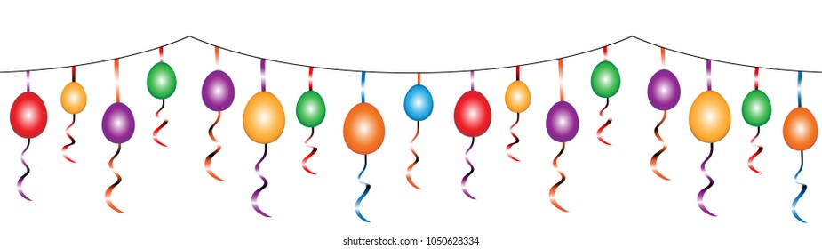 decorative easter garland with colorful eggs vector isolated on white background