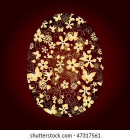 Decorative easter  golden egg on brown background, vector illustration