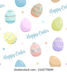 Decorative Easter Pattern With Easter Eggs and Colorful Dots