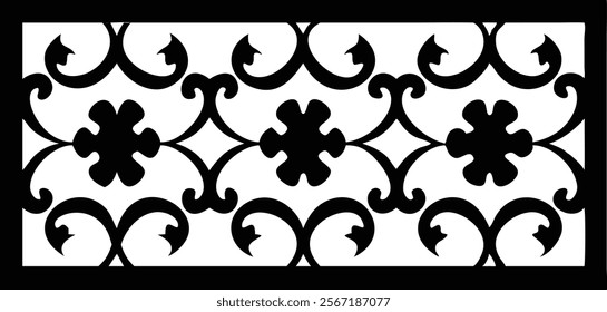 Decorative Eastern Design Elements - Laser Cut Black Silhouettes.Perfect for engraving, laser cutting, and crafting projects. Ideal for creative professionals and hobbyists.