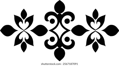 Decorative Eastern Design Elements - Laser Cut Black Silhouettes.Perfect for engraving, laser cutting, and crafting projects. Ideal for creative professionals and hobbyists.