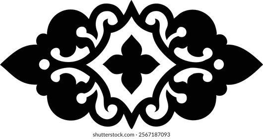 Decorative Eastern Design Elements - Laser Cut Black Silhouettes.Perfect for engraving, laser cutting, and crafting projects. Ideal for creative professionals and hobbyists.