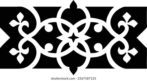 Decorative Eastern Design Elements - Laser Cut Black Silhouettes.Perfect for engraving, laser cutting, and crafting projects. Ideal for creative professionals and hobbyists.