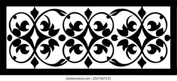 Decorative Eastern Design Elements - Laser Cut Black Silhouettes.Perfect for engraving, laser cutting, and crafting projects. Ideal for creative professionals and hobbyists.