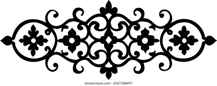 Decorative Eastern Design Elements - Laser Cut Black Silhouettes.Perfect for engraving, laser cutting, and crafting projects. Ideal for creative professionals and hobbyists.