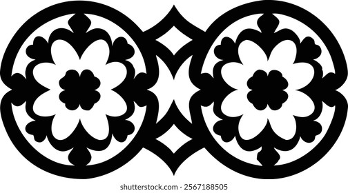 Decorative Eastern Design Elements - Laser Cut Black Silhouettes.Perfect for engraving, laser cutting, and crafting projects. Ideal for creative professionals and hobbyists.