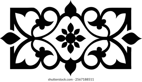 Decorative Eastern Design Elements - Laser Cut Black Silhouettes.Perfect for engraving, laser cutting, and crafting projects. Ideal for creative professionals and hobbyists.