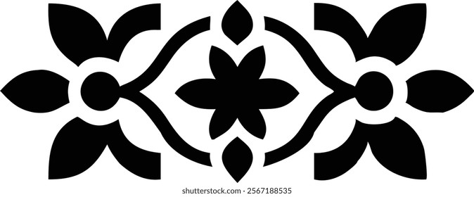 Decorative Eastern Design Elements - Laser Cut Black Silhouettes.Perfect for engraving, laser cutting, and crafting projects. Ideal for creative professionals and hobbyists.