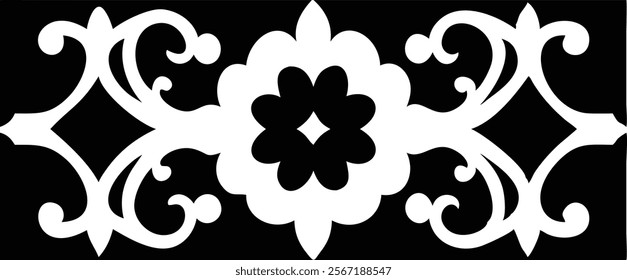 Decorative Eastern Design Elements - Laser Cut Black Silhouettes.Perfect for engraving, laser cutting, and crafting projects. Ideal for creative professionals and hobbyists.