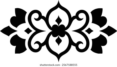 Decorative Eastern Design Elements - Laser Cut Black Silhouettes.Perfect for engraving, laser cutting, and crafting projects. Ideal for creative professionals and hobbyists.