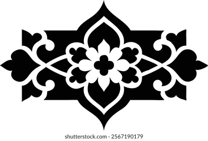Decorative Eastern Design Elements - Laser Cut Black Silhouettes.Perfect for engraving, laser cutting, and crafting projects. Ideal for creative professionals and hobbyists.
