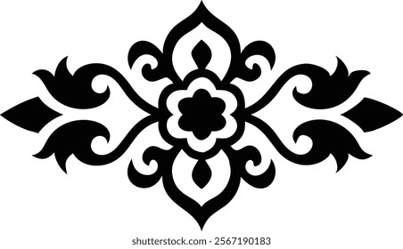 Decorative Eastern Design Elements - Laser Cut Black Silhouettes.Perfect for engraving, laser cutting, and crafting projects. Ideal for creative professionals and hobbyists.