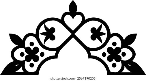 Decorative Eastern Design Elements - Laser Cut Black Silhouettes.Perfect for engraving, laser cutting, and crafting projects. Ideal for creative professionals and hobbyists.