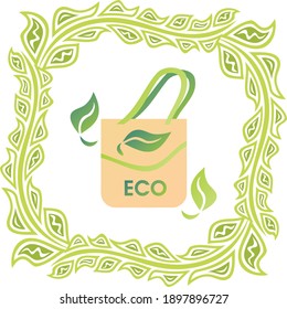 Decorative eco bag. Vector illustration