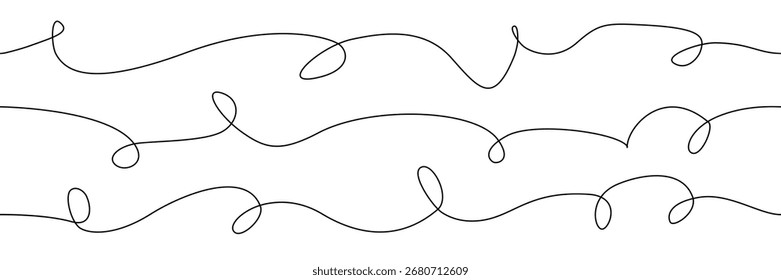 Una ilustración abstracta editable decorativa de tres líneas onduladas dispuestas en paralelo, cada una con bucles elegantes y ritmo fluido.