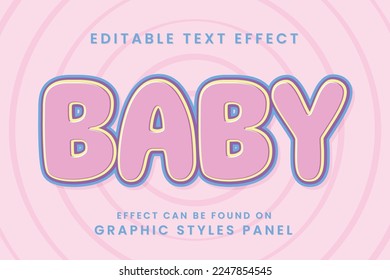 decorative editable baby text effect vector design