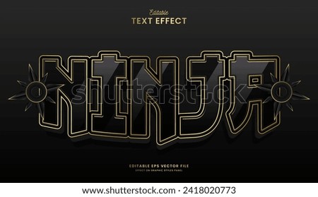 decorative editable black ninja text effect vector design