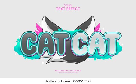 decorative editable black and white cat text effect vector design