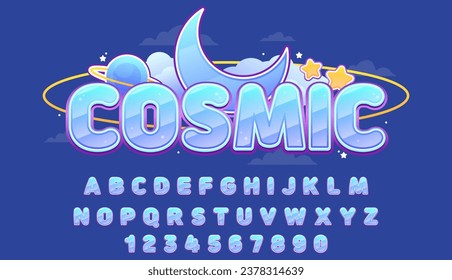 decorative editable blue cosmic text effect vector design