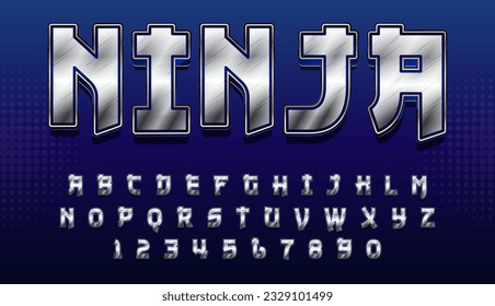 decorative editable blue ninja text effect vector design