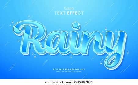 decorative editable blue rain drop text effect vector design