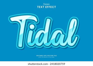 decorative editable blue tidal text effect vector design