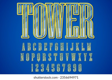 decorative editable blue tower text effect vector design