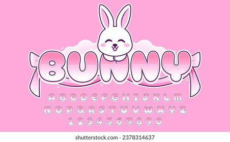 decorative editable bunny mascot text effect vector design