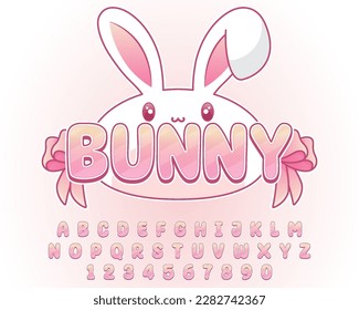 decorative editable bunny text effect vector design