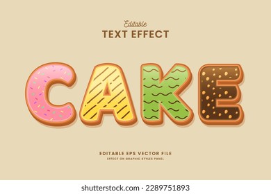 decorative editable cake text effect vector design