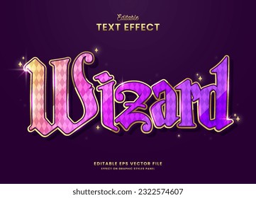 decorative editable colorful wizard text effect vector design