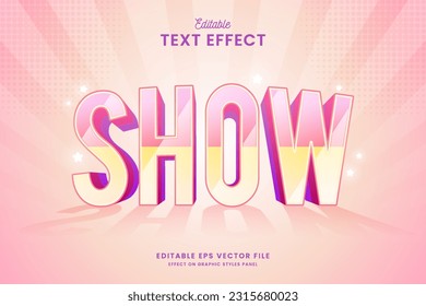 decorative editable cute 3d show text effect vector design